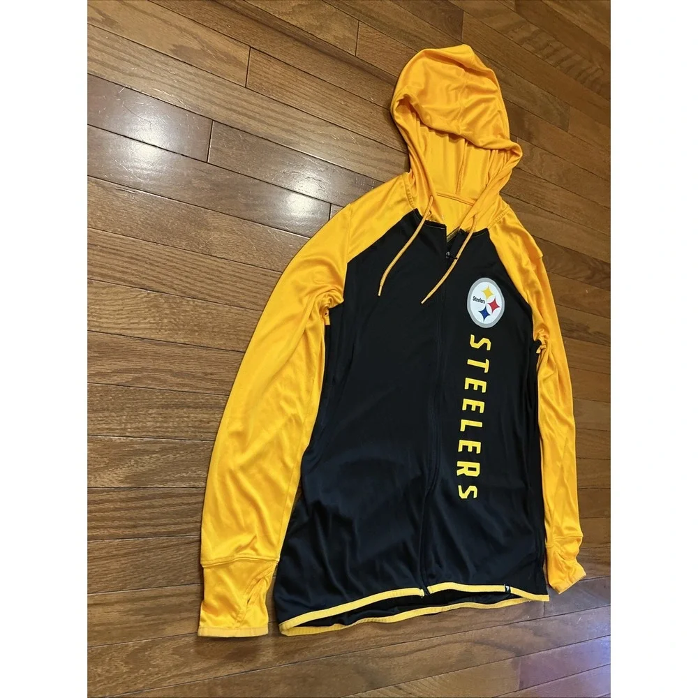 Pittsburgh Steelers Fanatics Hoodie Jacket Womens Large Full Zip NFL Black Gold - Picture 2 of 9
